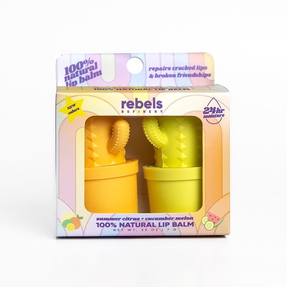 Rebel Refinery Other - Rebels Refinery Cactus Shaped Natural Lip Balm Summer Citrus and Cucumber Melon